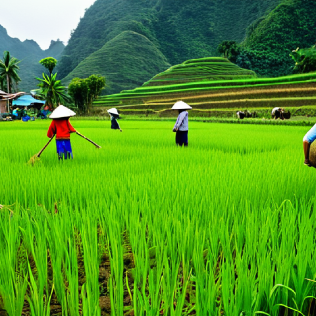 대안경제 모델의 철학적 기반 - Community Agriculture**
"A vibrant, bustling community garden in rural Vietnam, with farmers of all...