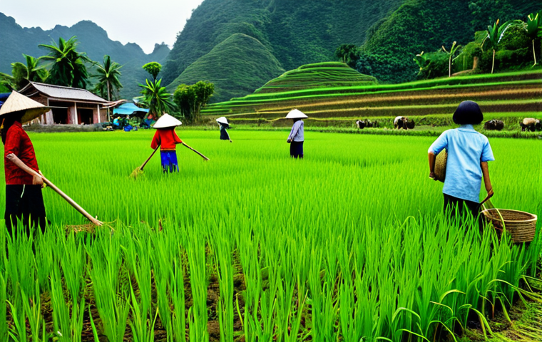 대안경제 모델의 철학적 기반 - Community Agriculture**
"A vibrant, bustling community garden in rural Vietnam, with farmers of all...