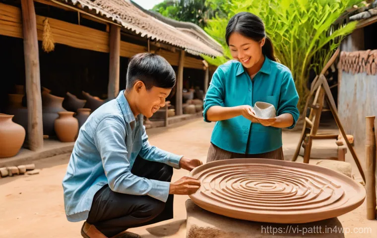 대안경제 모델의 실천적 접근 방법 - **Circular Economy in a Vietnamese Pottery Village**
A vibrant, sun-drenched scene depicting a t...