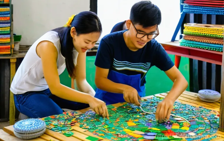 대안경제 모델의 주요 도구와 플랫폼 - **Vibrant Vietnamese Sharing Economy Hub**
    A lively and sun-drenched street scene in a bustling ...