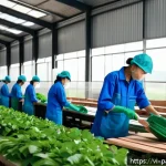Home 20 대안경제 모델과 공공 정책의 상관관계 - A modern Vietnamese circular economy factory scene in Bình Dương province, showing workers in protec...