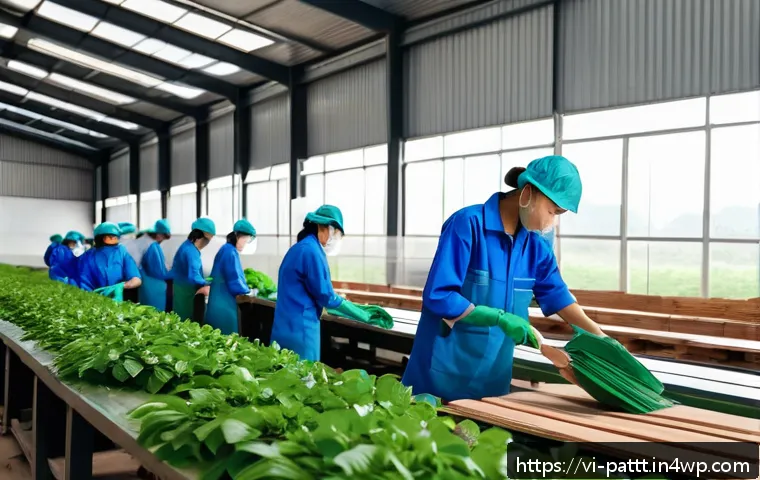 대안경제 모델과 공공 정책의 상관관계 - A modern Vietnamese circular economy factory scene in Bình Dương province, showing workers in protec...