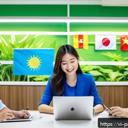 Home 17 대안경제 모델의 법적 측면 - A modern Vietnamese startup office environment focusing on sustainable alternative economy models, f...
